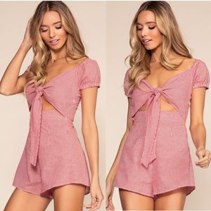 Gingham Off-Shoulder Romper
